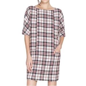 Zara Plaid Dress in Navy, Red, and Cream, XS